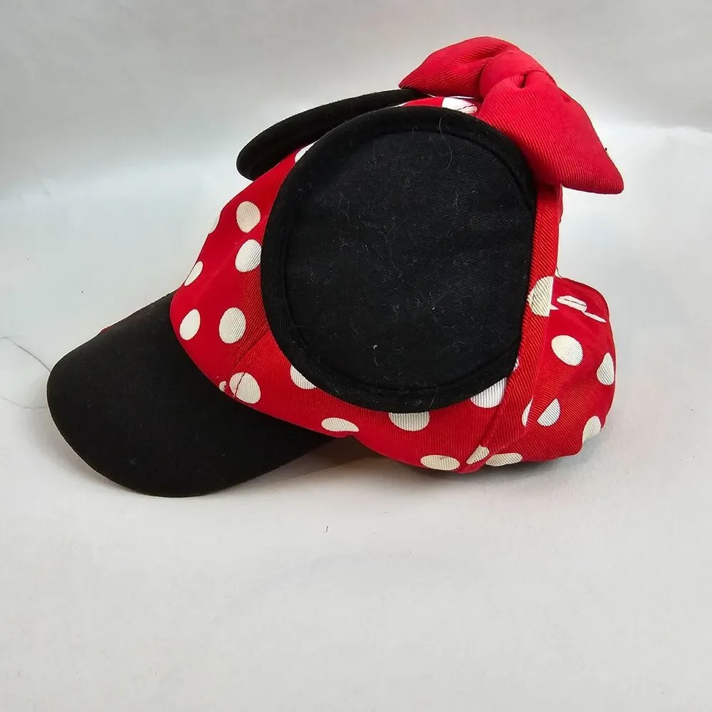Minnie Mouse Polka Dot Ears Snapback Hat Cap Disney Parks World Girl Red Youth